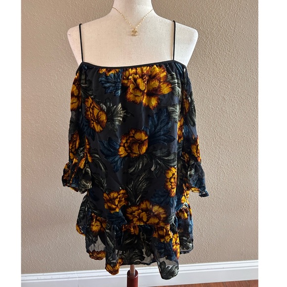 Floral velvet burnout dress - Picture 1 of 6